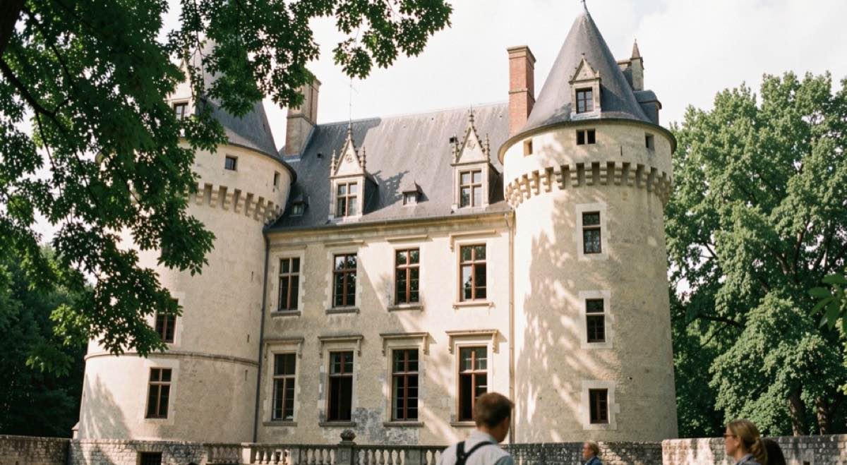 Une façade de demeure ancienne avec lucarnes et ombres de tilleuls